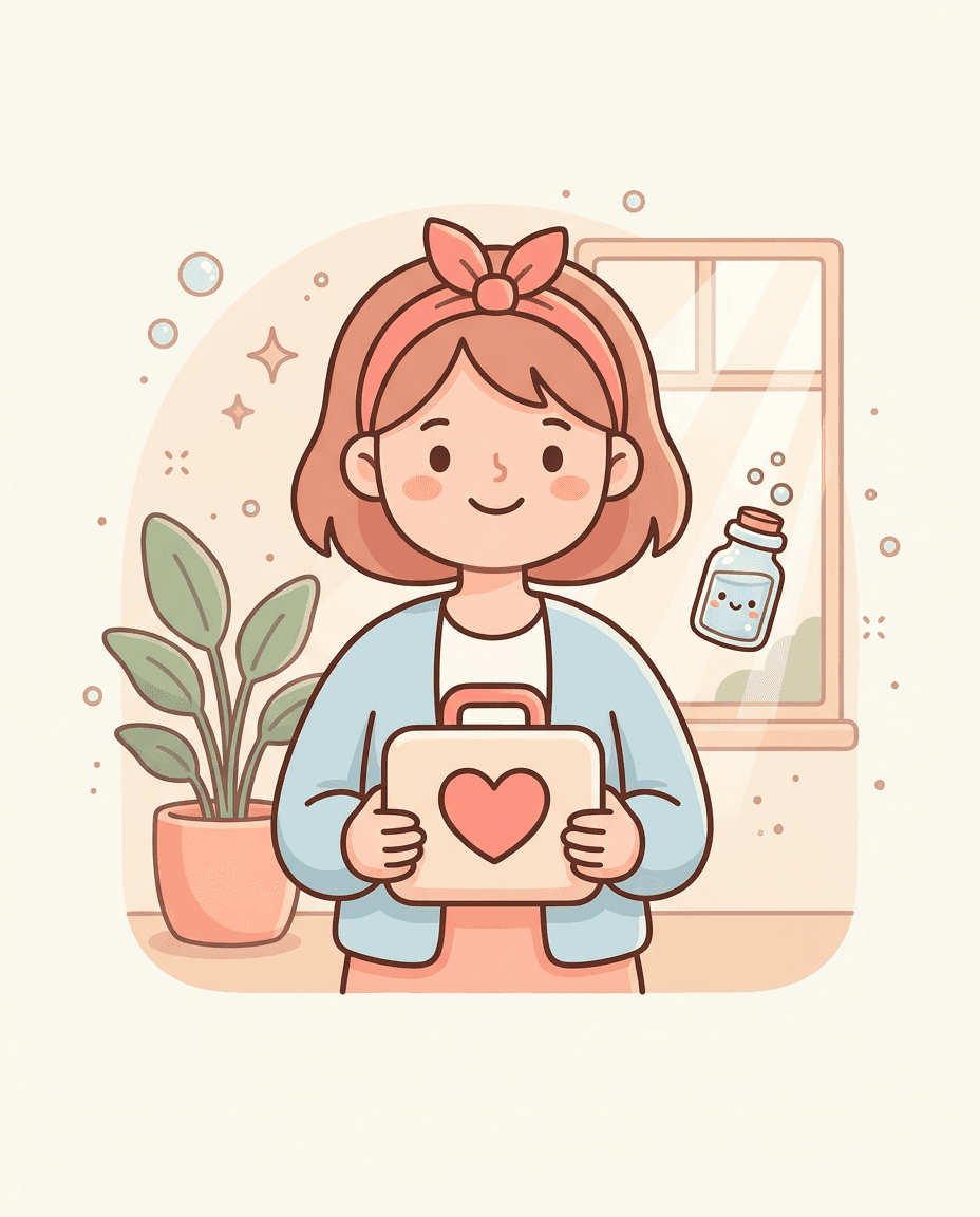 Friendly illustration of a patient taking allergy drops at home