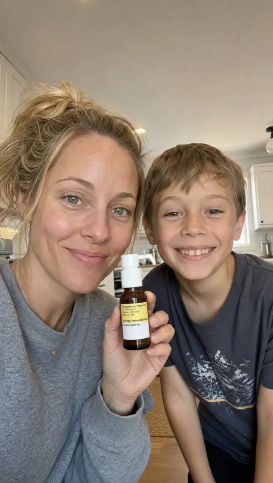 Curex member with her son after his food challenge
